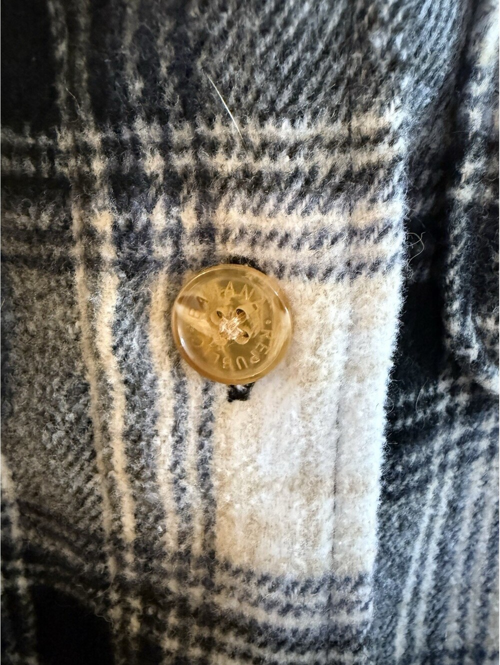 Banana Republic Plaid Shacket Jacket Button Front Pockets Black White Gray Sz S - Picture 6 of 8